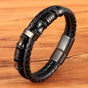 Luxury Accessories Bracelet Fashion Gift Black Genuine Leather Bracelets DIY Combination Wild Handsome Gift