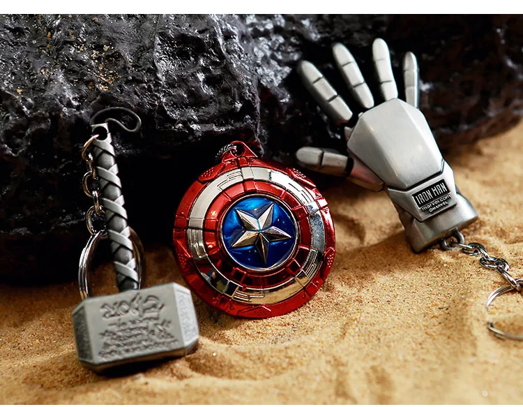 SuperHero The Avengers 4 Style Metal Pendant Keychains Rotating Shield Letter A Keyring Porte Clef Chaveiro key Holder Escudo (23)