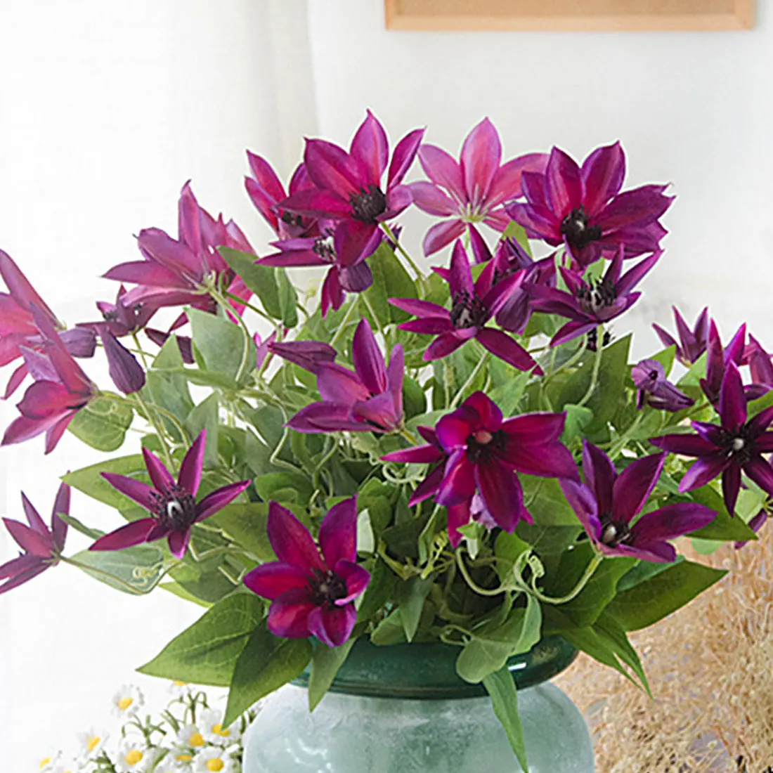 

Practical Three Branches Clematis Florida Thunb Vivid Artificial Flowers Plant Home and Garden Decoration 69cm Gift