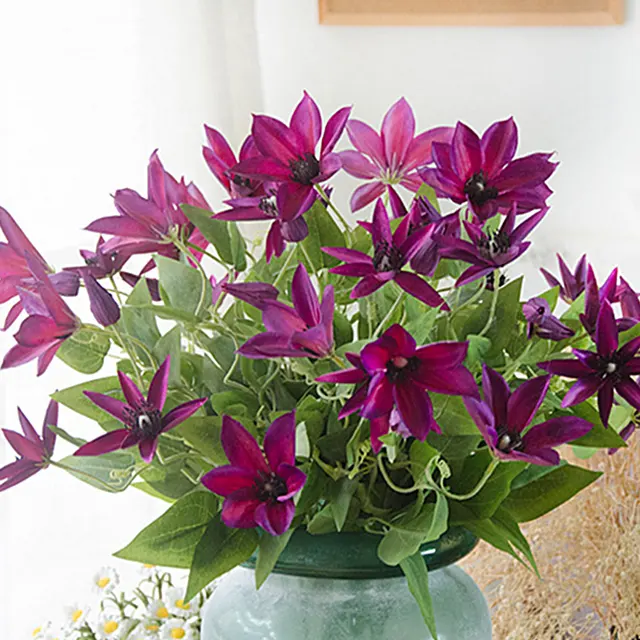 Practical Three Branches Clematis Florida Thunb Artificial Practical Three Branches Clematis Florida Thunb Artificial Flowers Plant Home And Garden Decoration 69cm Gift
