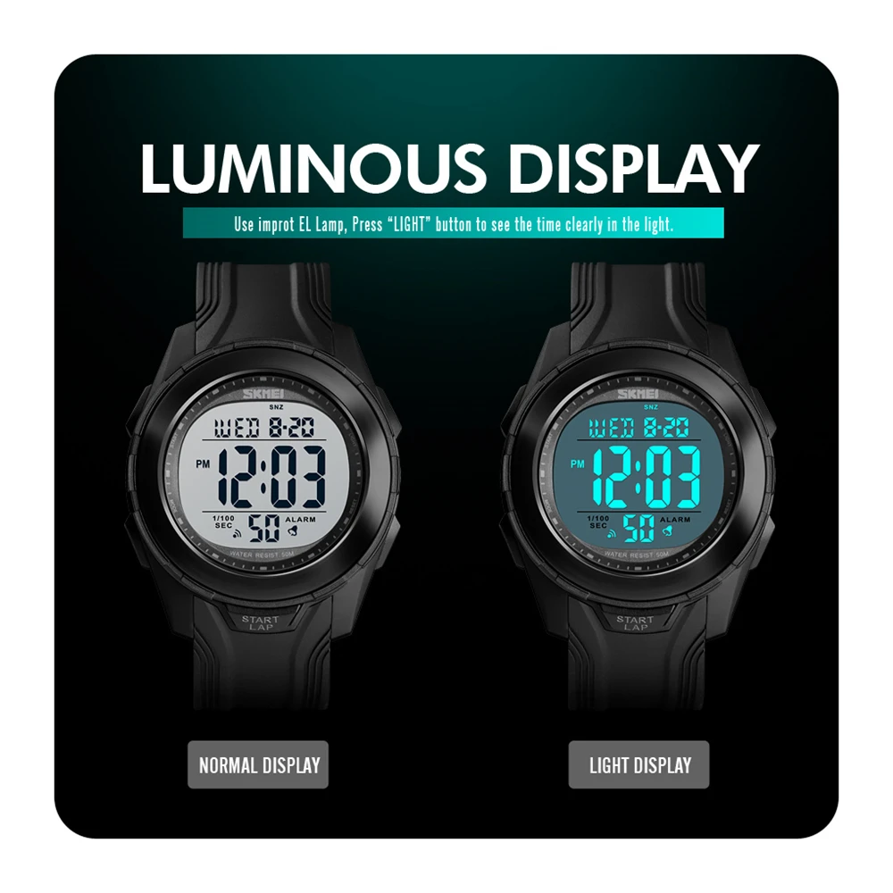 SKMEI 1503 новые мужские спортивные часы задний светильник светодиодный 50 м