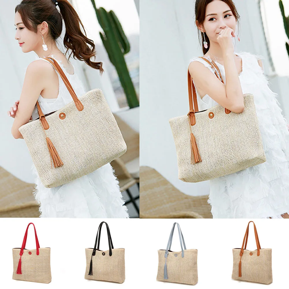 2018 Summer Beach Bag Women Straw Tassel Shoulder Bag Brand Designer