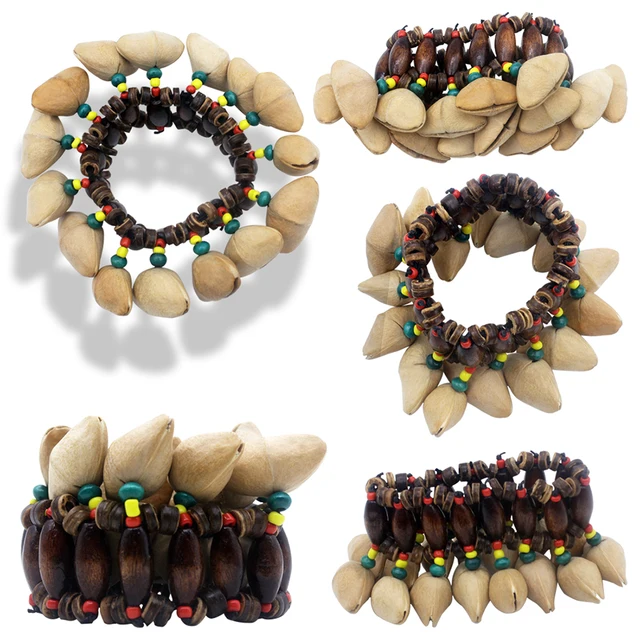 Handmade Nuts Shell Bracelet Handbell for Djembe African Drum Conga Percussion Accessories