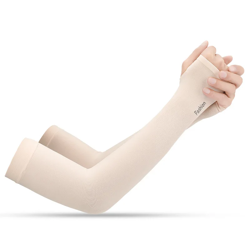 BUY1 GET1 ледяная ткань дышащая с защитой от ультрафиолета рукава для бега фитнес Баскетбол налокотник Спорт Велоспорт Открытый гетры для рук - Цвет: Skin tone