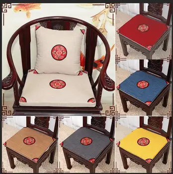 

Ethnic Embroidery Chinese Cushions Dining Chair Seat Cushion Office Chair Pad High End Cotton Linen Armchair Sofa Cushion Seat