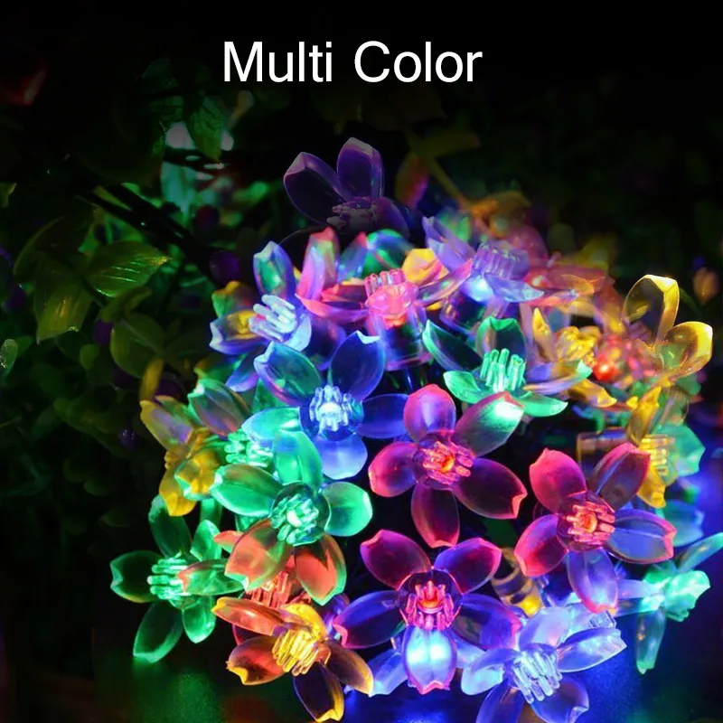 Рождественский солнечного света строки 50 LED 7 м 23ft Blossom Цветок газон сад decorationsfor дома открытый свадьбу патио праздник - Испускаемый цвет: Multi Color