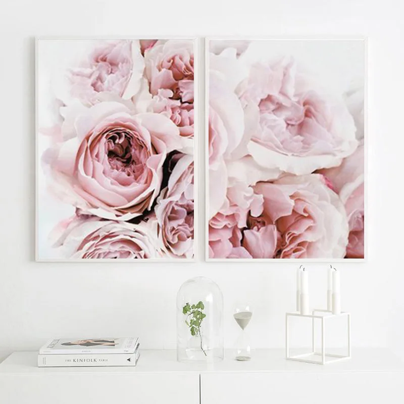 В скандинавском стиле цветочные плакаты и принты настенные картины для гостиной розовые цветы декоративная живопись Домашний декор