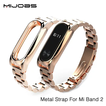 

Mijobs New Metal Straps For Xiaomi Mi Band 2 Bracelet Strap Miband 2 Wristband Replacement Smart Band Accessories For Mi Band 2