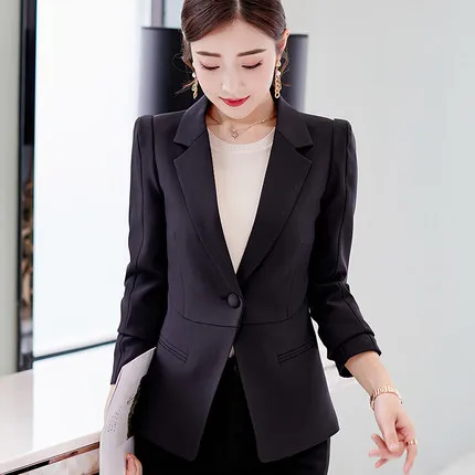 

New 2019 Fashion Women Slim Suit Blazers Coat Female Long Sleeve Jackets Plus Size White and Black Blazer Solid Work Wear