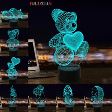 Плюшевый Медведь 3D иллюзия Лампа Красочный Светодиодный настольный светильник детский подарок на день рождения Ночник светильник для детского праздничного подарка