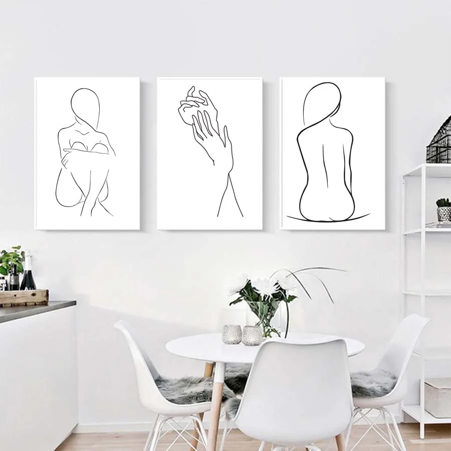 Abstract Lady Body Line Drawing Poster&Prints Modern Home Decor Canvas Painting Modular Wall Picture For Girls Bedroom Wall Art (1)