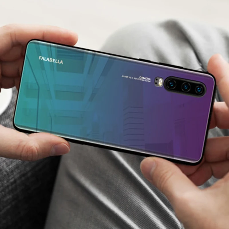 Чехол для huawei P30 Lite, цветной градиентный стеклянный чехол, прочный жесткий чехол для телефона, для huawei P 30/P30 Pro, модный бампер