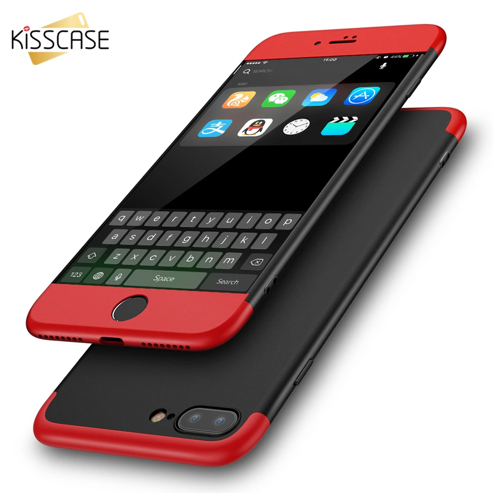 KISSCASE чехол 3 в 1 для iPhone X 8 7 6 6S Plus 5 5S SE 360 Полные Защитные чехлы телефонов Samsung Galaxy S8 S7