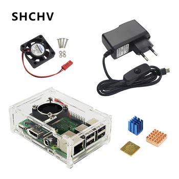 

For Raspberry Pi 3 kit Acrylic Case Box + Cooling Fan + Power Adapter Charger Supply + Heat Sink Coolor for Pi 3 Model B 3B Plus