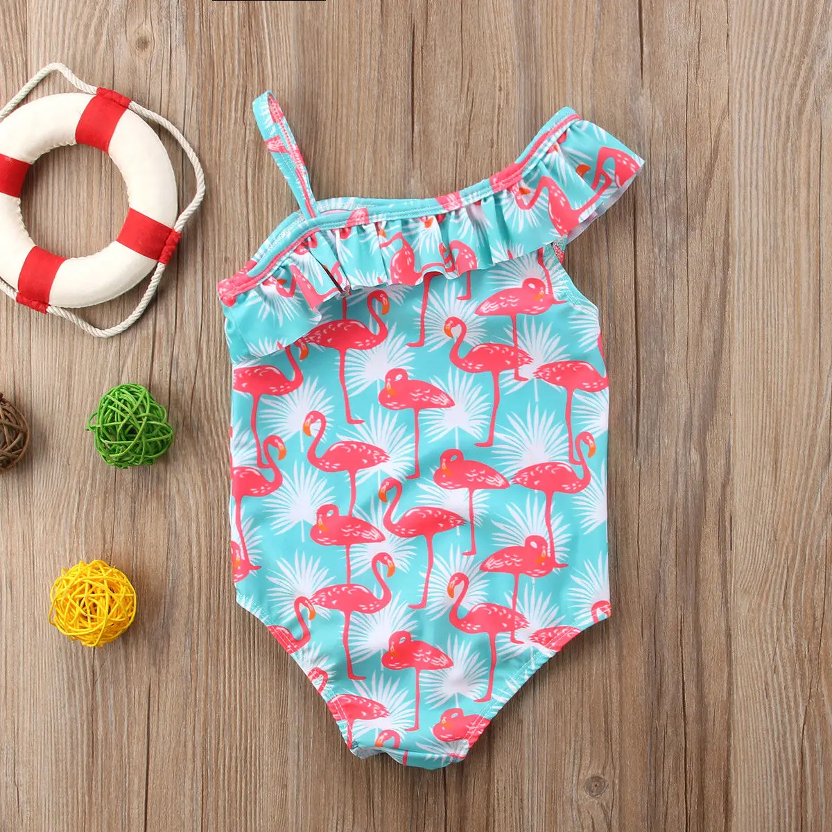

Baby Swimwear Toddler Girls Kids Flamingo Ruffle One Piece Swimsuit Swimwear Bathing Suit Bikini Biquini