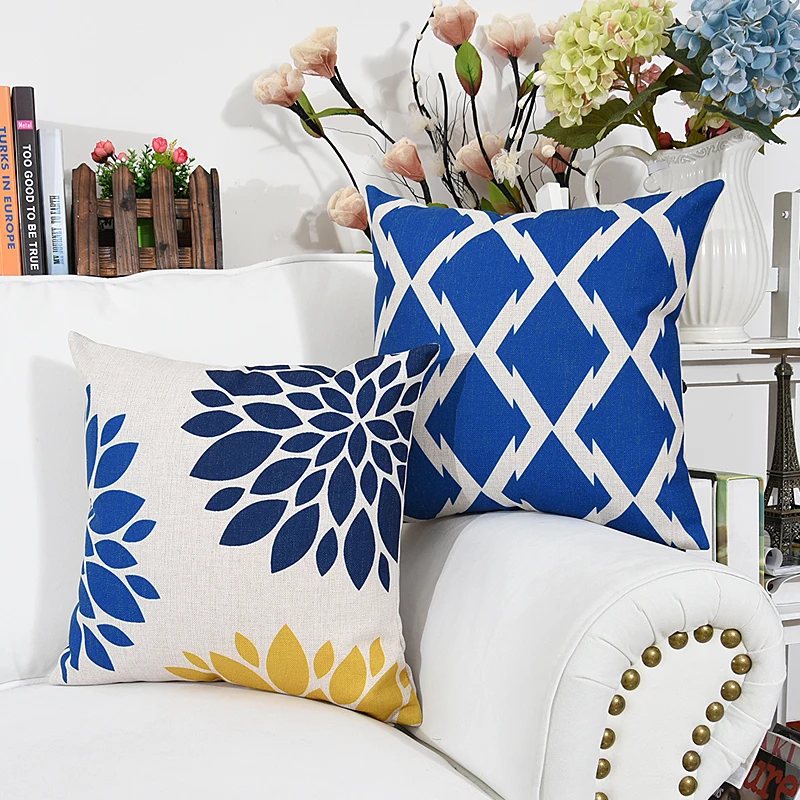 Скандинавский стиль желтый и синий геометрический домашний декоративный мягкий чехол для подушки с надписью LOVE чехол для подушки с принтом Almofadas Cojines