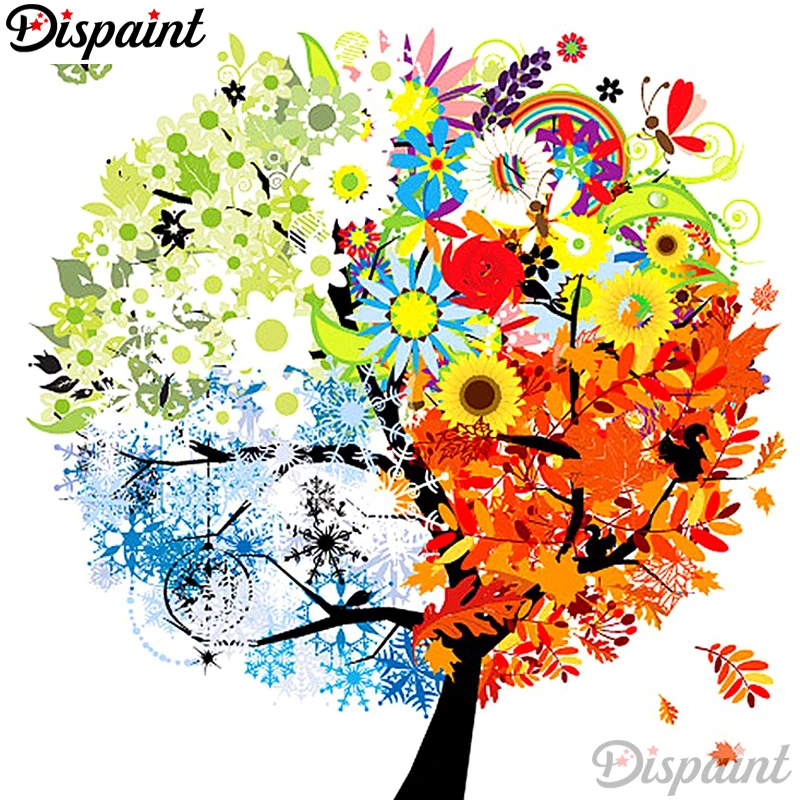Dispaint Full Square/Round Drill 5D DIY Diamond Painting &quotFour season tree&quot Embroidery Cross Stitch 3D Home Decor Gift A10352 | Дом и