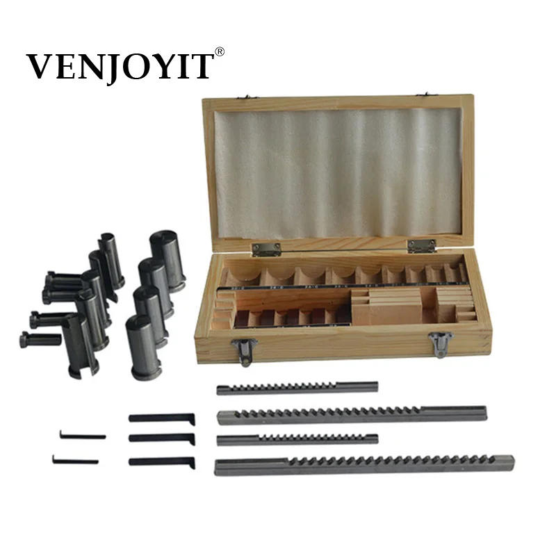 22 PCS Keyway Broach Kit, Metric Size Metalworking Tool Round Bushings