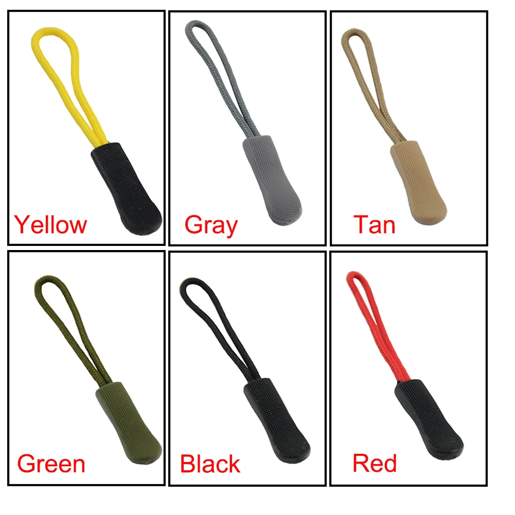 Zipper Puller 10pcs Camping Bag Replacement Backpack Clothes Zipper Tag Cord EDC Outdoor Camp Extension Fixer Travel Kit