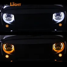 1 Pair 7″ Inch LED Headlight With Halo Angel Eyes For Lada 4×4 urban Niva Jeep JK Land rover defender Hummer Led Headlamp