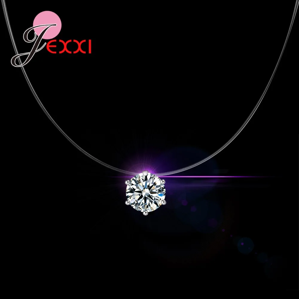 

8 Color Cubic Zirconia Necklace 6 Claw Top Quality Silver 925 Jewelry Simple Elegant Wedding Engagement Collares Promotion