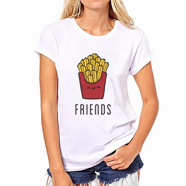 Womens Fashion Casual Tops Letter Printed T-shirt Funny Casual Pullovers Plus Size Best Friends Tv T Shirt Show Tee Shirt Femme