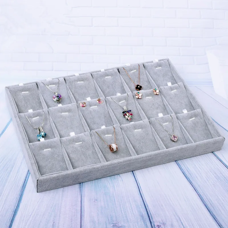 

Gray Velvet Necklace Display Holder Pendant Display Tray Jewelry Display Tray Velvet Jewelry Display Plate