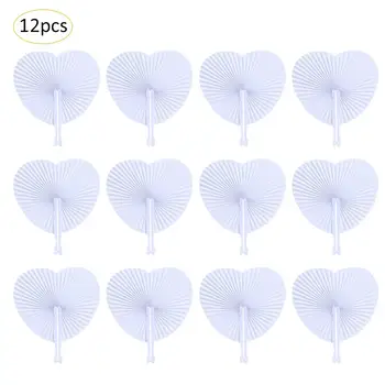 

12 white paper fan white heart-shaped papers fan folding fan advertising fans group fans small round fans