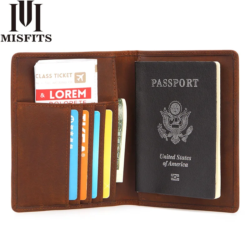 Men/'s Vintage Genuine Leather Card Passport Holder Travel ID Cover Wallet Unisex