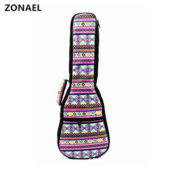 

ZONAEL 21 23 26 Inch Ukulele Instrument Bags Ukelele Bag With Double Shoulder Strap Bag Canvas Guitar Bags Cases National Wind