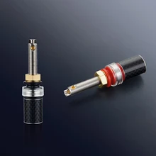 Free shipping 4pcs Viborg BP614R Pure copper Rhodium Plated Carbon Fiber binding post hifi amplifer Long speaker terminal