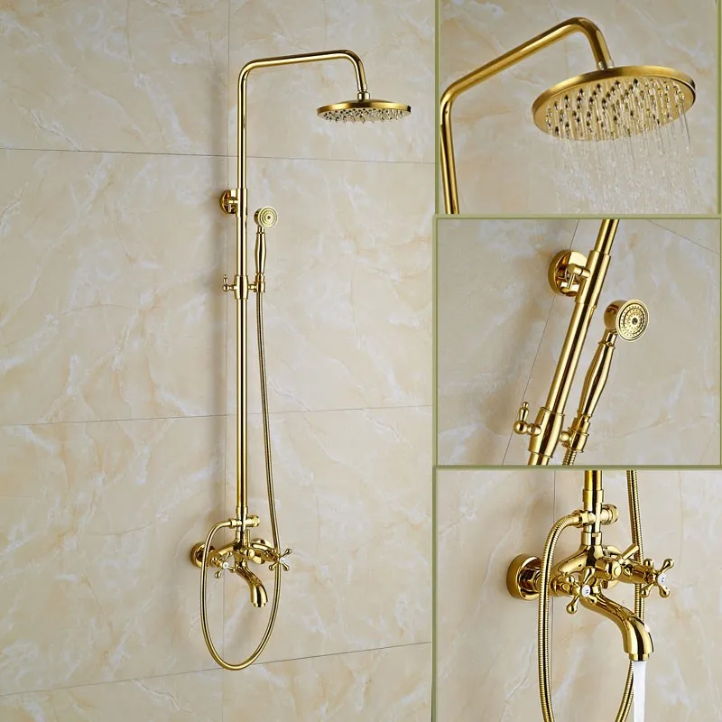 Смеситель для душа для ванной комнаты " набор для душа Золотой латунный Смеситель для ванны ручки душевые смесители ручной душевой опрыскиватель