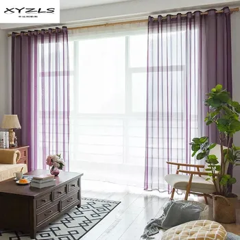 

XYZLS 2018 Solid Color Sheer Curtains for Living Room Bedroom Modern Kitchen Tulle Voile Curtain 1Piece