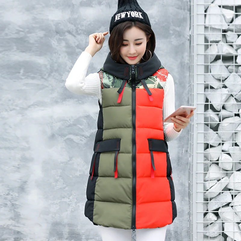 

KUYOMENS L-4XL Casual winter Vest jacket women keep Warm Waistcoat women 2018 Long Vest Female Coat Hooded Ladies Outwear Thick