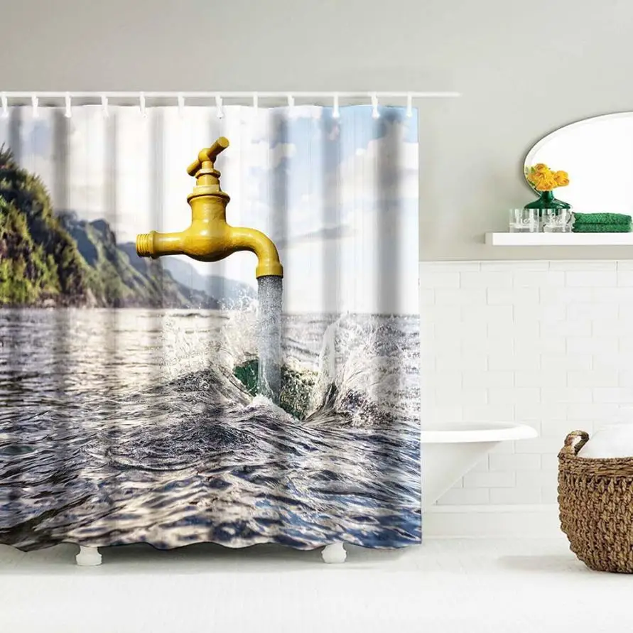 2017 Digital Print Waterproof And Mildewproof Shower Curtain Size 180*