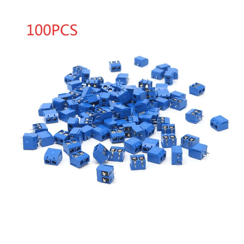 

100 Pcs 2 Pin Screw PCB Terminal Block Connector 5mm Pitch 16A