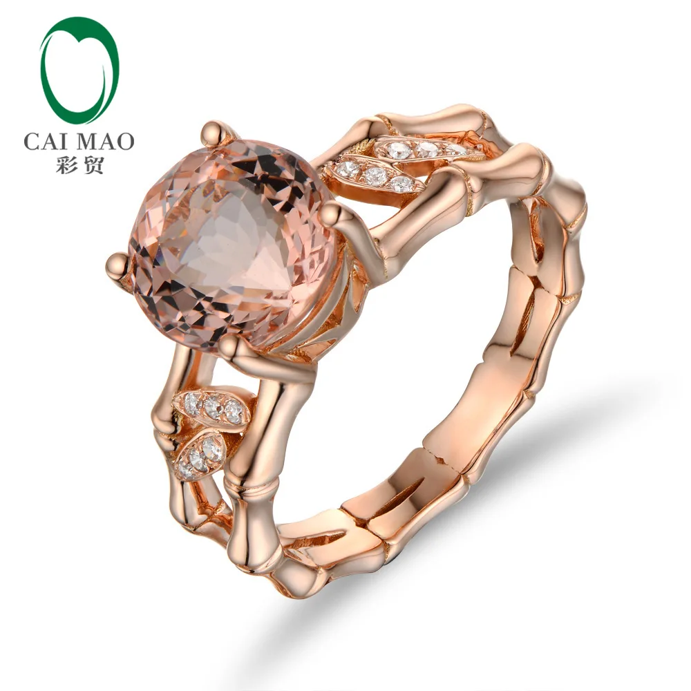

CaiMao 18KT Rose Gold 2.83 ct Natural Morganite 0.06 ct Full Cut Diamond Engagement Gemstone Ring Jewelry