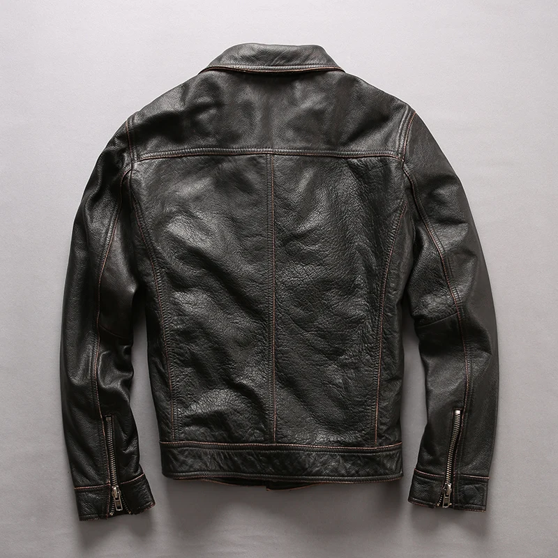 Promo european big size high quality super genuine cow leather motor rider jacket mens big size cowhide leather jacket NF-1832