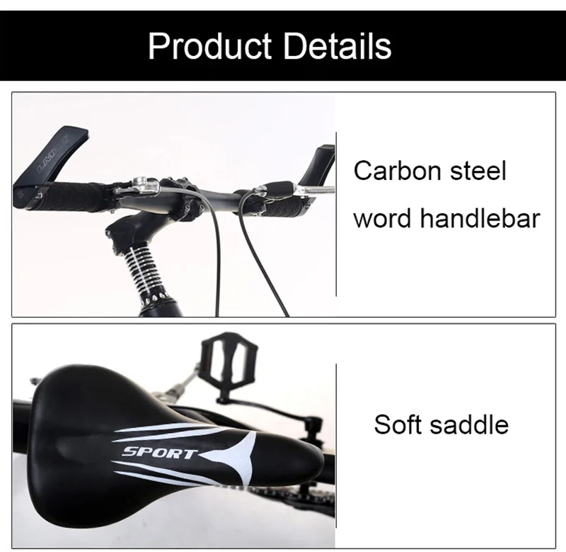 Excellent Adult Mountain Bike 24-Inch Single-Speed Two-Disc Brake Shock Absorber Student Mountain Bike 11