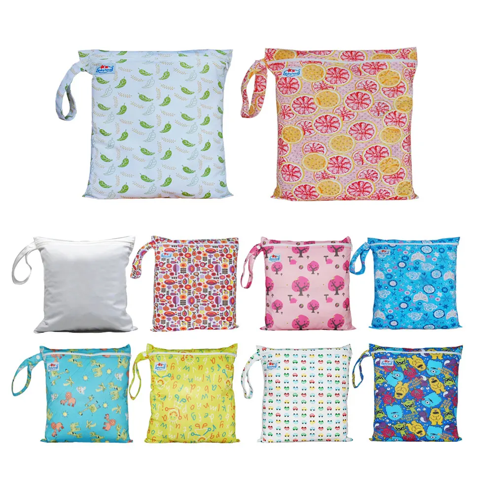 

Diaper Bag Infant Waterproof Reusable Wet Dry Bag Print Pocket Nappy Bag Travel Single Layer Diaper Bag with Zipper 29*30cm