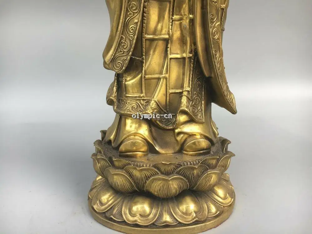 18 ''Classica латунь резные фигурки в буддистском стиле Будда Ksitigarbha статуя Бодхисаттвы