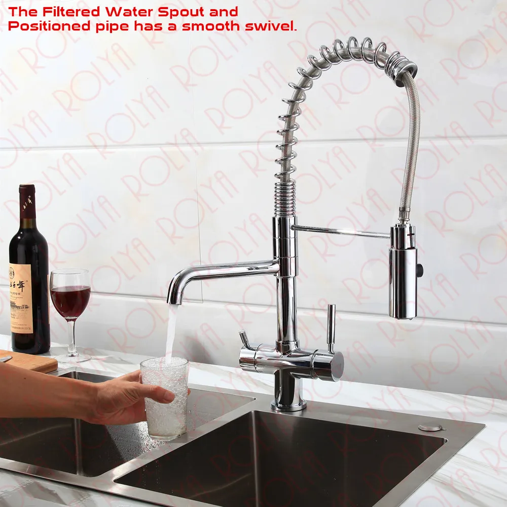 Rolya 3 way kitchen faucet with spring hose 6