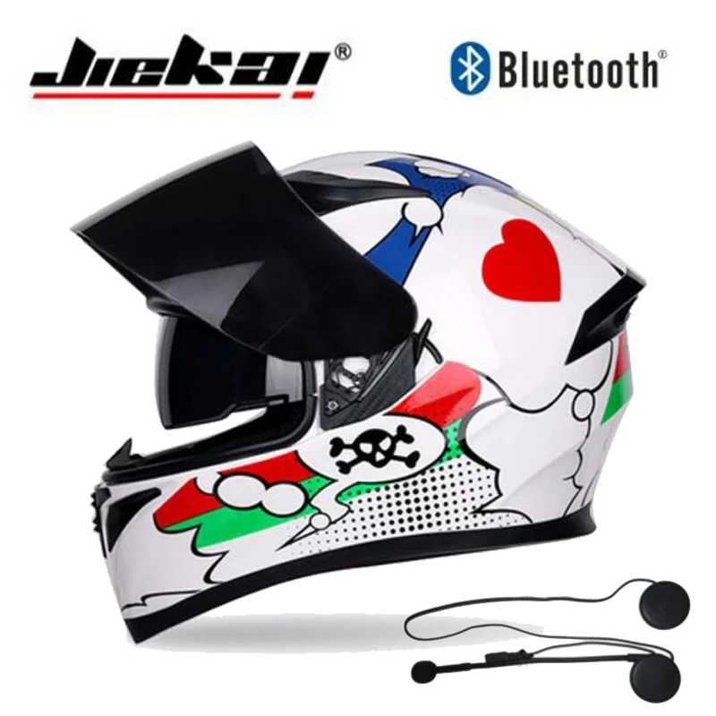 Мотоциклетный шлем JIEKAI с двойными линзами и Bluetooth новинка 2019|Шлемы| |