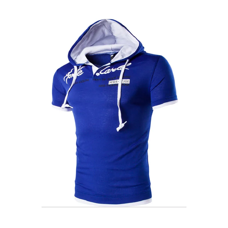 

Free shipping foreign trade explosion models Hooded men's short-sleeved T-shirt printing design casual short-sleeved T-shirt