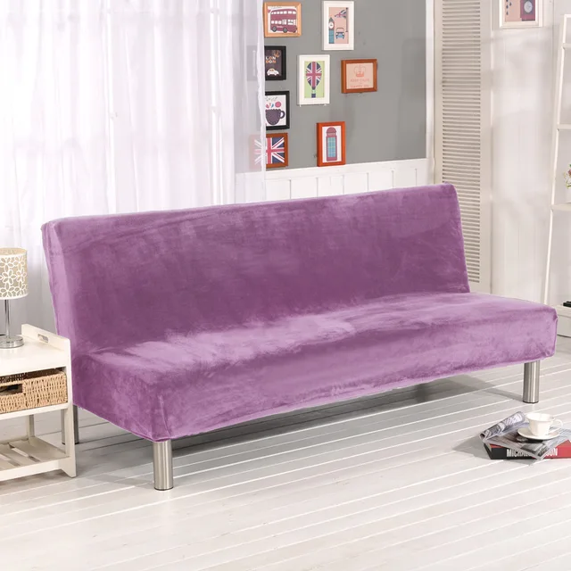 All Inclusive Plush Sofa Cover Without Armrest Bed Velvet Solid All Inclusive Plush Sofa Cover Without Armrest Bed Velvet Solid Fabric