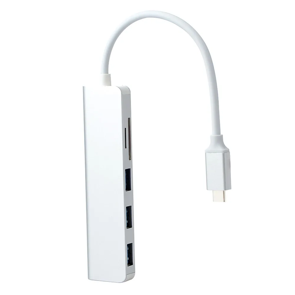 5 in 1 Type-C To USB Hub USB Aluminum alloy C Hi-Speed USB 3.0 Adapter SD / TF Card Reader Port for Windows Mac Laptop