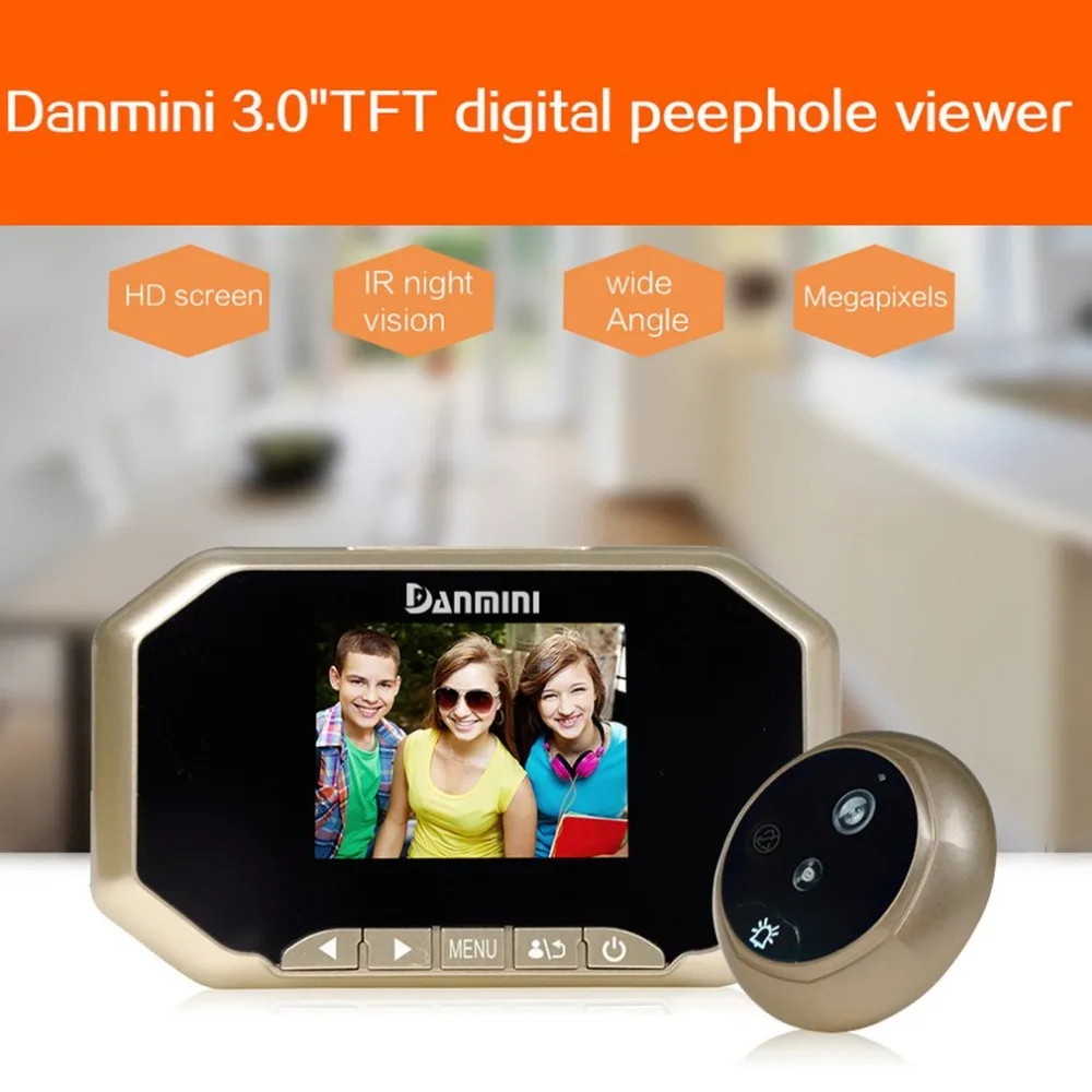 

Danmini YB-30AHD 32G Digital Door Peephole Viewer 1.3MP Camera Video Record Night Vision 160 Degree Lens Daminin