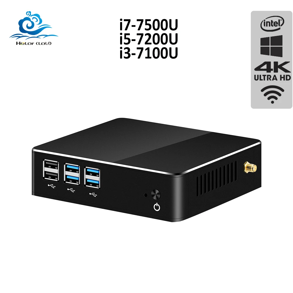 HLY Мини ПК DDR3 ram офисный компьютер Core i7 7500U i3 7100U i5 7200U процессор Windows 10 4K HTPC Wifi usb3.0 настольный компьютер