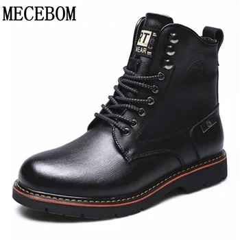 

Men's Winter Boots Quality Split Leather Men Casual Shoes Plush Warm Black Ankle Boots for Male Botas size 38-44 8634m
