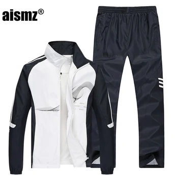

Aismz 2018 Men's Set Spring Autumn Men Sportswear 2 Piece Set Sporting Suit Jacket+Pant Sweatsuit Men Clothing Tracksuit Set